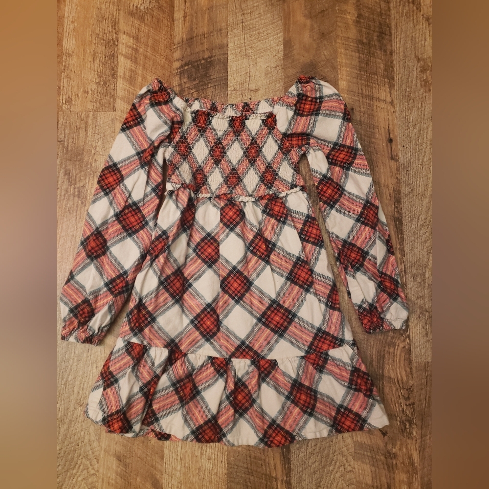 FabKids Red and Black Plaid Casual Dress